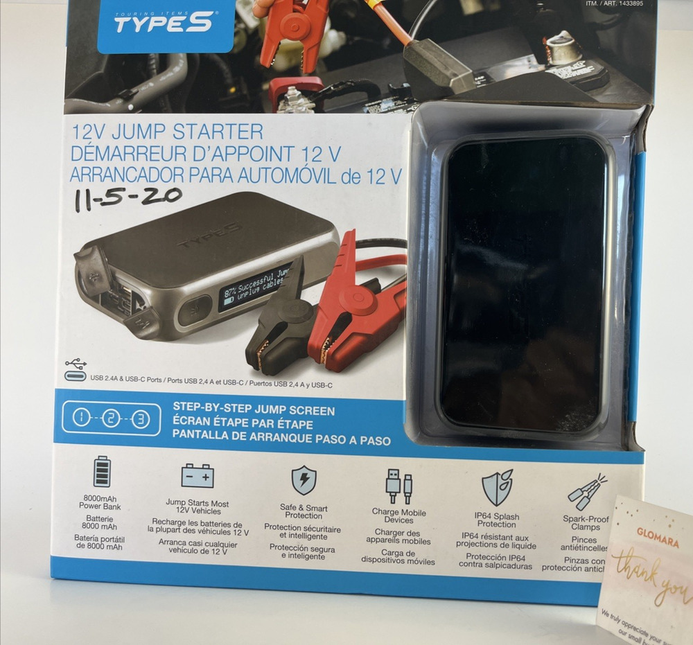 TYPE-S AC530171 Portable Power Bank Jump Starter 8000mAh Flashlight OEM